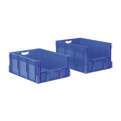 Vorschau: Euro-Stapelbehälter - Volumen 132 l - 60 kg - 320 x 600 x 800 mm (HxBxT) - Öffnung Stirnseite - blau online kaufen - Verwendung 1