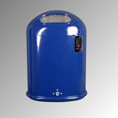Ovaler Abfallbehälter mit Federklappe - mit Ascher - 45 l - Pfosten- oder Wandmontage - gelborange