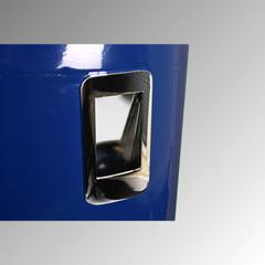 Ovaler Abfallbehälter mit Ascher - 45 l - Pfosten- oder Wandmontage - kobaltblau online kaufen - Verwendung 3