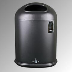 Vorschau: Ovaler Abfallbehälter mit Ascher - 45 l - Pfosten- oder Wandmontage - kobaltblau online kaufen - Verwendung 1