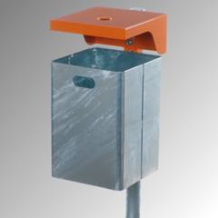 Vorschau: Abfallbehälter rechteckig, mit Haube - Wand- oder Pfostenbefestigung - mit Ascher - 40 l - gelborange/verzinkt online kaufen - Verwendung 1