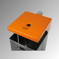 Abfallbehälter rechteckig, mit Haube - Wand- oder Pfostenbefestigung - mit Ascher - 40 l - gelborange/verzinkt online kaufen - Verwendung 2