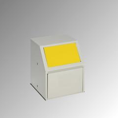 Wertstoffsammelgerät - stationär - 23 l - 500 x 400 x 400 mm (H x B x T) - Korpus kieselgrau - Einwurfklappe gelb - Abfallbehälter online kaufen - Verwendung 1