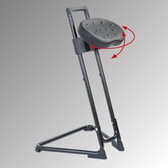Ergonomische Stehhilfe - höhenverstellbar 60 bis 85 cm - Sitz PU, schwarz - Gestell schwarz