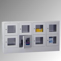 Vorschau: Schließfachschrank - Sichtfenstertüren - 6 Fächer a 300 mm - 1.187x630x500 mm (HxBxT) - Sockel - Zylinderschloss - enzianblau online kaufen - Verwendung 3