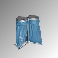Müllsackständer - für zwei 120 l Säcke - 980 x 850 x 480 mm (HxBxT) - verzinkt - Deckel Kunststoff, silber