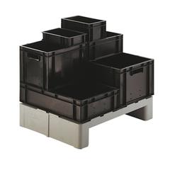 Vorschau: Transport-Stapelbehälter - Volumen 12,5 l - ESD - PP, schwarz - 145 x 300 x 400 mm (HxBxT) - 4 Stk. online kaufen - Verwendung 2