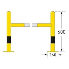 Vorschau: Säulen Rammschutz - Höhe 600 mm - quadratisch - Breite / Tiefe 720 mm - kunststoffbeschichtet - gelb / schwarz online kaufen - Verwendung 3