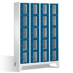 Vorschau: Spindschrank, Schließfächer, Sichtfenster, 20 Fächer (5 x 4) je 400 mm, Türfarbe enzianblau, Korpusfarbe enzianblau, 1.850 x 1.190 x 500 mm (HxBxT) online kaufen - Verwendung 1