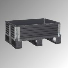Palettenaufsatzrahmen für Halbpalette (800 x 600 mm) - faltbar - 6 Scharniere - Nutzhöhe 200 mm - schwarz