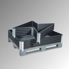 Palettenaufsatzrahmen für Industriepalette (1.000 x 1.200 mm) - faltbar - 6 Scharniere - Nutzhöhe 200 mm - schwarz