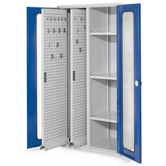 Vorschau: Werkzeugschrank - 2 Vertikalauszüge, 3 Fachböden - Farbe enzianblau, Türen mit Sichtfenstern, 1.950 x 1.000 x 600 mm (HxBxT) online kaufen - Verwendung 1
