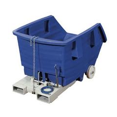 PE-Kippbehälter - 500 l - 150 kg - 830x960x1530mm - Staplertaschen - Radsatz - blau