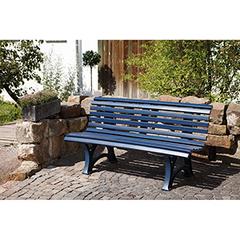 Vorschau: Parkbank aus Kunststoff, mit 2 Füßen, 6 Sitz- und 7 Lehnlatten 50x30 mm, Breite 1500 mm, blau online kaufen - Verwendung 1