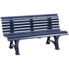 Vorschau: Parkbank aus Kunststoff, mit 2 Füßen, 6 Sitz- und 7 Lehnlatten 50x30 mm, Breite 1500 mm, blau online kaufen - Verwendung 2