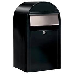 Briefkasten Grande, RAL 9005 schwarz, Klappe aus Edelstahl, BxTxH 320x270x600 mm