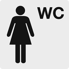 Hinweisschild, WC + Frau, Alu selbstklebend, 60x60 mm
