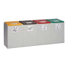 Kunststoff-Container, Volumen 60 l, 4-fach, lichtgrau, ohne Deckel, BxTxH 1410x405x570 mm