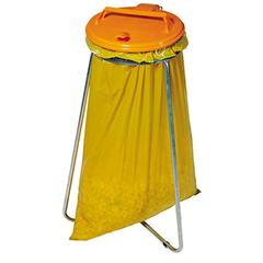 Müllsackständer für 1 x 120-l-Müllsack, mit Klemmring, stationär, mit gelbem Kunststoffdeckel, BxTxH 500x500x900 mm