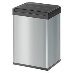 Großraum-Abfallbox, Volumen 35 l, BxTxH 340x260x500 mm, Gehäuse Stahlblech silber, Kunststoff-Schwingdeckel schwarz