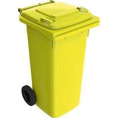Vorschau: Mülltonnen aus Kunststoff,  Volumen 240 l, BxTxH 580x740x1100 mm, Farbe gelb online kaufen - Verwendung 1