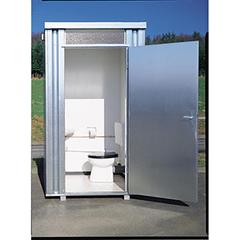 Toilettenbox, verzinkt, inkl. Eckwaschbecken, Tiefspülklosett und 160 l Frischwassertank, BxTxH 1400x1250x2425 mm