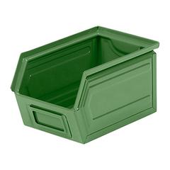 Sichtlagerkasten aus Stahlblech, Farbe grün, ohne Tragstab, BxTxH 150x235x128 mm, VE 20 Stück