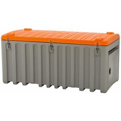 Materialbox, mit Seitentür BxH 500x450mm, Polyethylen, grau/orange, Volumen 750 l, BxTxH 1700x840x800 mm, Gewicht 43kg