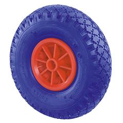 Transportgeräte-Rad, Polyurethan blau, Stollenprofil, Durchm. 260 mm, Traglast 160 kg, Rollenlager, pannensicher