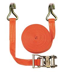 Zweiteiliger Zurrgurt, mit Spitzhaken, 2000 daN zul. Zugkraft in der Umreifung, Gurtbreite 35 mm, Länge 10 m, Farbe orange, 2 Streifen, VE 2 Stück