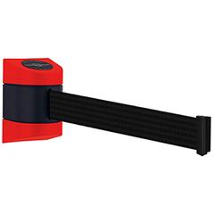Wandkassette mit Rollgurt, Wandfixierung inkl. Wandanschluss, Gehäuse Kunststoff Rot, Gurt 4,60 m, schwarz