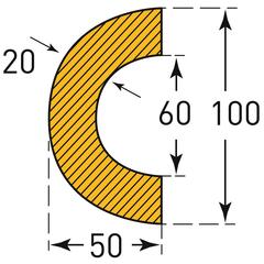 Schutzprofil, Bogen, 60/100x50 mm,
gelb/schwarz, magnetisch, Länge 1000 mm
