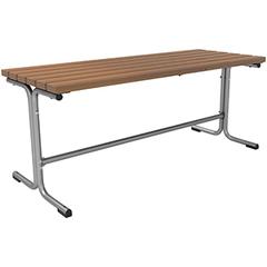 Tisch mit Tischplatte aus Bambusbelattung, Füße aus Rundrohr mobil BxTxH 1770x712x733 mm
