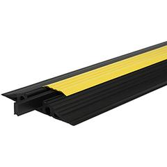 Kabelbrücke aus PVC in schwarz, LxBxH 1000x350x50 mm, inkl. Mittelsteg und Deckel in gelb, VE 1 Stück