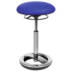 Fitness-Hocker mit Schwing-Effekt, Sitz-Durchm.xH 365x490-700 mm, Standfußring Aluminium poliert, Sitzfläche royalblau