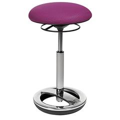 Fitness-Hocker mit Schwing-Effekt, Sitz-Durchm.xH 365x490-700 mm, Standfußring Aluminium poliert, Sitzfläche lila