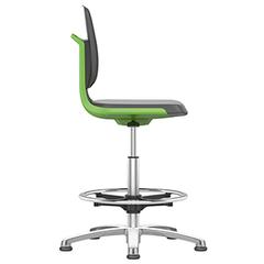 Arbeitsdrehstuhl mit Flex-Rückenlehne u. Sitzkante, Sitzschale grün, Sitz Stoff schwarz, Gleiter u. Fußring, Sitz Höhe 520-770 mm