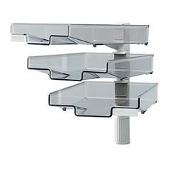 Ablagekorb-Tischständer, BxTxH 270x370x410 mm, 3 Kunststoffschalen transparent, Ständer lichtgrau
