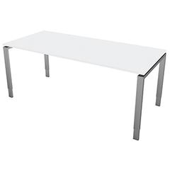 Vorschau: Schreibtisch, BxTxH 1800x800x680-820 mm, 4-Fuß-Gestell alusilber, Schwebeplatte weiß, inkl. Kabelkanal online kaufen - Verwendung 1