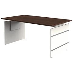 Schreibtisch, BxTxH 1600x800x680-760 mm, Wangen-Gestell weiß, Platte wenge, inkl. Kabelkanal