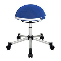 Fitness-Hocker mit luftgefülltem Sitzkissen, Sitz-Durchm.xH 400x530-660 mm, Sitzfläche blau, mit Rollen + Fußgleitern