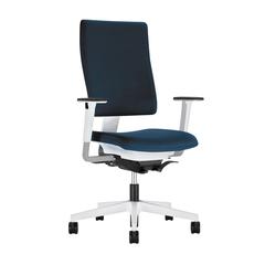 Bürodrehstuhl, Sitz-BxTxH 475x450x420-550 mm, Lehnenh. 540-600 mm, pendelnd gelagerter Muldensitz, inkl. Armlehnen, weiß/blau