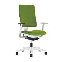Bürodrehstuhl, Sitz-BxTxH 475x400-470x420-550 mm, Lehnenh. 540-600 mm, Synchronm., Muldensitz, Sitztiefenverstellung, inkl. Armlehnen, weiß/grün