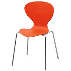 Stapelstuhl, Kunststoffschale geschlossen + tailliert, orange, Sitz-BxTxH 450x400x460 mm, 4-Fuß-Gestell verchromt