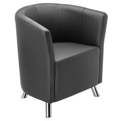 Sessel Club PLUS, BxTxH 700x600x760 mm, Sitz BxT 480x480 mm, Kunstleder, schwarz, Füße verchromt