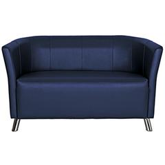 Sofa Club PLUS, 2-sitzer, BxTxH 1270x600x760 mm, Sitz BxT 1060x480 mm, Kunstleder, blau, Füße verchromt