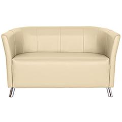 Sofa Club PLUS, 2-sitzer, BxTxH 1270x600x760 mm, Sitz BxT 1060x480 mm, Spaltleder/Lederoptik, creme, Füße verchromt
