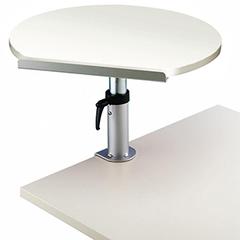 Tischpult, BxTxH 600x510x310-430 mm, melaminharzbeschichtete Platte weiß, höhenverstellbar, neig- und drehbar, Klemmfuß