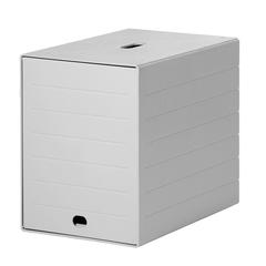 Schubladenbox mit Staubschutz, BxTxH 250x365x322 mm, 7 offene Schubladen, versenkbare Frontplatte, aus Polystyrol, grau
