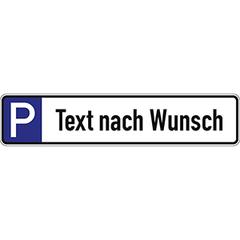 Hinweisschild, P Text nach Wunsch, Alu, 430x80 mm
